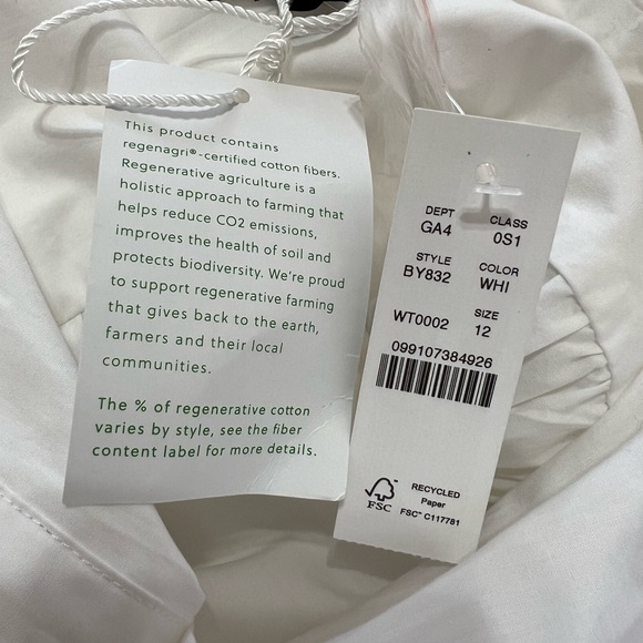 J. Crew Elena Shirt-Dress Short-Sleeve Smocked Waist White Cotton Poplin Size 12 - Picture 13 of 16